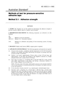 AS 1635.3.1: 01/01/1993 Methods of test for pressure-sensitive adhesive tape – Adhesion strength