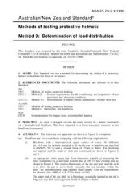 AS/NZS 2512.9: 05/05/1996 Methods of testing protective helmets, Method 9: Determination of load distribution