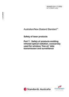 AS/NZS 2211.7: 10/01/2002 Safety of laser products, Part 7: Safety of products emitting infrared optical radiation, exclusively used for wireless ‘free air’ data transmission and surveillance