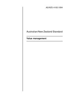AS/NZS 4183: 04/11/1994 Value management