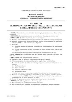 AS 1180.13A: 01/10/1983 Methods of test for hose made from elastomeric materials – Determination of electrical resistance of hose and hose components