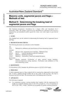 AS/NZS 4456.5: 09/25/2003 Masonry units, segmental pavers and flags – Methods of test, Method 5: Determining the breaking load of segmental pavers and flags