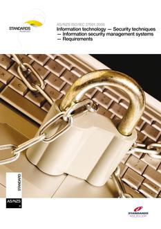 AS/NZS ISO/IEC 27001: 06/23/2006 Information technology – Security techniques – Information security management systems – Requirements