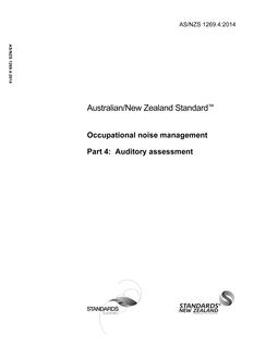 AS/NZS 1269.4: 04/24/2014 Occupational noise management, Part 4: Auditory assessment
