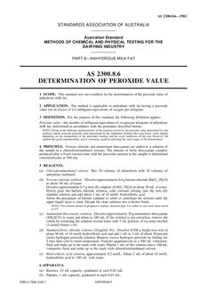 AS 2300.8.6: 10/06/1983 Methods of chemical and physical testing for the dairying industry, Method 8.6: Anhydrous milk fat – Peroxide value