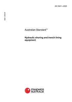 AS 5047: 01/01/2005 Hydraulic shoring and trench lining equipment