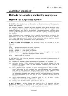 AS 1141.16: 01/01/1995 Methods for sampling and testing aggregates – Angularity number