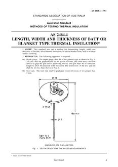 AS 2464.4: 12/31/1980 Methods of testing thermal insulation – Length, width and thickness of batt or blanket type thermal insulation