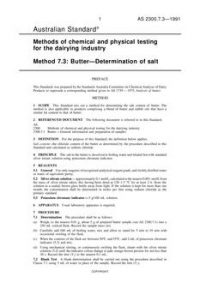 AS 2300.7.3: 05/13/1991 Methods of chemical and physical testing for the dairying industry, Method 7.3: Butter – Determination of salt