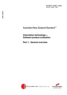 AS/NZS 14598.1: 12/15/2000 Information technology – Software product evaluation, Part 1: General overview