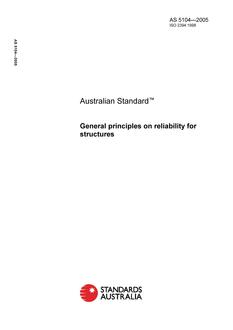 AS 5104: 01/01/2005 General principles on reliability for structures