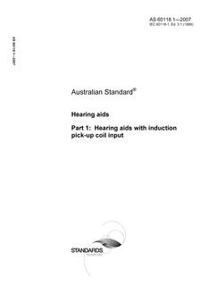 AS 60118.1: 02/20/2007 Hearing aids – Hearing aids with induction pick-up coil input