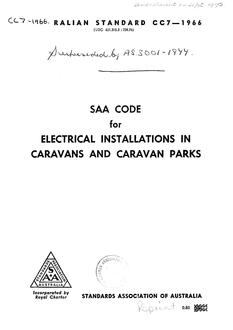 AS CC7: 01/01/1966 Code for electrical installations in caravans and caravan parks