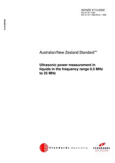 AS/NZS 4714: 04/20/2000 Ultrasonic power measurement in liquids in the frequency range 0.5 MHz to 25 MHz