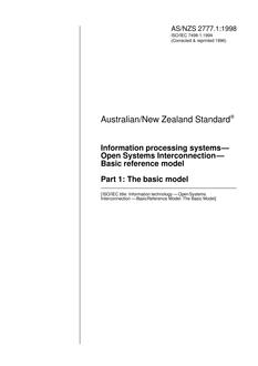 AS/NZS 2777.1: 02/05/1998 Information processing systems – Open Systems Interconnection – Basic reference model, Part 1: The basic model