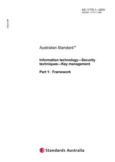 AS 11770.1: 01/01/2003 Information technology – Security techniques – Key management, Part 1: Framework