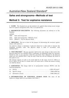 AS/NZS 3810.3: 03/05/1998 Safes and strongrooms – Methods of test, Method 3: Test for explosive resistance