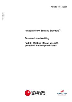 AS/NZS 1554.4: 03/24/2004 Structural steel welding, Part 4: Welding of high strength quenched and tempered steels