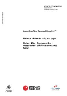 AS/NZS 1301.464S: 06/03/2005 Methods of test for pulp and paper, Method 464S: Equipment for measurement of diffuse reflectance factor