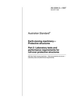AS 2294.2: 01/01/1997 Earth-moving machinery – Protective structures – Laboratory tests and performance requirements for roll-over protective structures