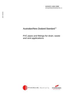 AS/NZS 1260: 06/04/1999 PVC pipes and fittings for drain, waste and vent applications
