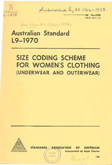 AS L9: 01/01/1970 Size coding scheme for women’s clothing (underwear and outerwear)