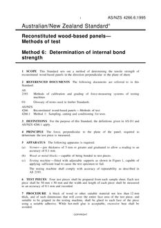 AS/NZS 4266.6: 04/05/1995 Reconstituted wood-based panels – Methods of test, Method 6: Determination of internal bond strength