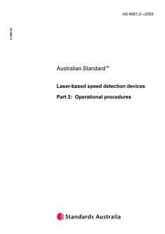 AS 4691.2: 08/12/2003 Laser-based speed detection devices, Part 2: Operational procedures