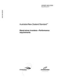AS/NZS 5603: 03/11/2009 Stand-alone inverters – Performance requirements