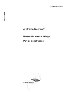 AS 4773.2: 12/13/2010 Masonry in small buildings – Construction