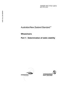 AS/NZS ISO 7176.1: 09/09/2015 Wheelchairs, Part 1: Determination of static stability