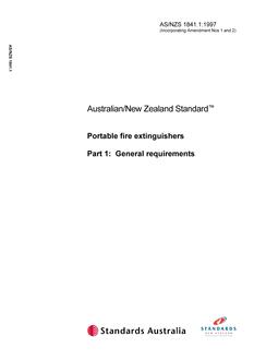 AS/NZS 1841.1: 04/05/1997 Portable fire extinguishers, Part 1: General requirements