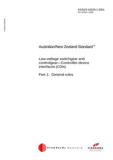 AS/NZS 62026.1: 05/15/2001 Low-voltage switchgear and controlgear – Controller-device interfaces (CDIs), Part 1: General rules