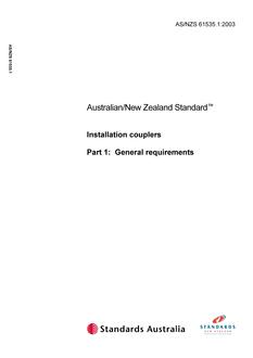 AS/NZS 61535.1: 11/28/2003 Installation couplers, Part 1: General requirements