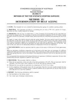 AS 2983.15: 01/01/1987 Methods of test for synthetic sporting surfaces – Determination of heat ageing
