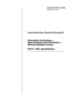 AS/NZS 4379.2: 05/05/1996 Information technology – Open Systems Interconnection – Remote database access, Part 2: SQL specialization