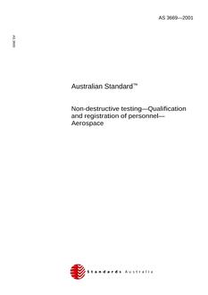 AS 3669: 01/01/2001 Non-destructive testing – Qualification and registration of personnel – Aerospace