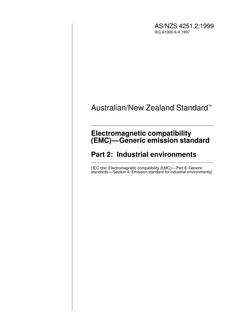 AS/NZS 4251.2: 03/05/1999 Electromagnetic compatibility (EMC) – Generic emission standard, Part 2: Industrial environments