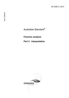 AS 5388.3: 05/02/2013 Forensic analysis, Part 3: Interpretation