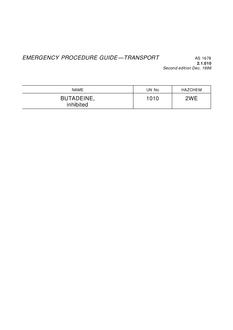 AS 1678.2.1.010: 01/01/1986 Emergency procedure guide – Transport – Butadiene (inhibited)
