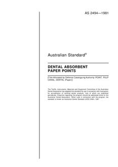 AS 2494: 01/01/1981 Dental absorbent paper points AS 2494: 01/01/1981 Dental absorbent paper points