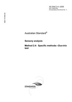 AS 2542.2.4: 10/12/2005 Sensory analysis – Specific methods – Duo-trio test