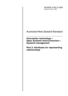 AS/NZS 4152.3: 09/19/1994 Information technology – Open Systems Interconnection – Systems management, Part 3: Attributes for representing relationships