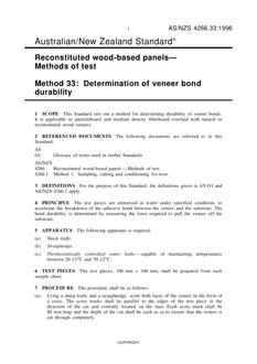 AS/NZS 4266.33: 06/05/1996 Reconstituted wood-based panels – Methods of test, Method 33: Determination of veneer bond durability
