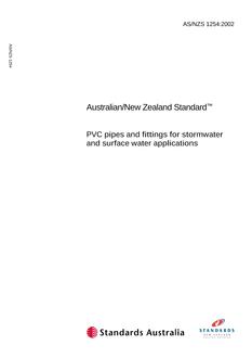 AS/NZS 1254: 07/10/2002 PVC pipes and fittings for storm and surface water applications