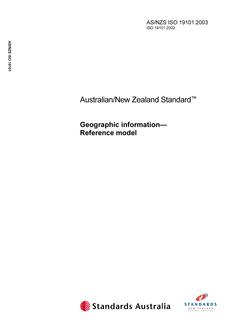 AS/NZS ISO 19101: 05/12/2003 Geographic information – Reference model