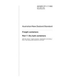 AS/NZS 3711.7: 10/25/1993 Freight containers, Part 7: Dry bulk containers