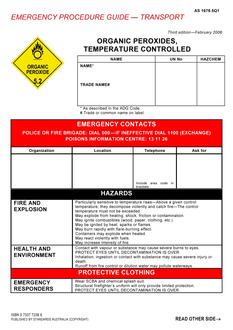 AS 1678.5Q1: 10/31/2005 Emergency procedure guide – Transport – Organic peroxides, temperature controlled