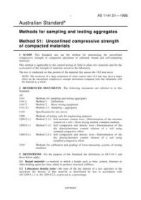 AS 1141.51: 01/01/1996 Methods for sampling and testing aggregates – Unconfined compressive strength of compacted materials