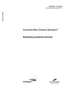 AS/NZS 1716: 12/01/2003 Respiratory protective devices AS/NZS 1716: 12/01/2003 Respiratory protective devices